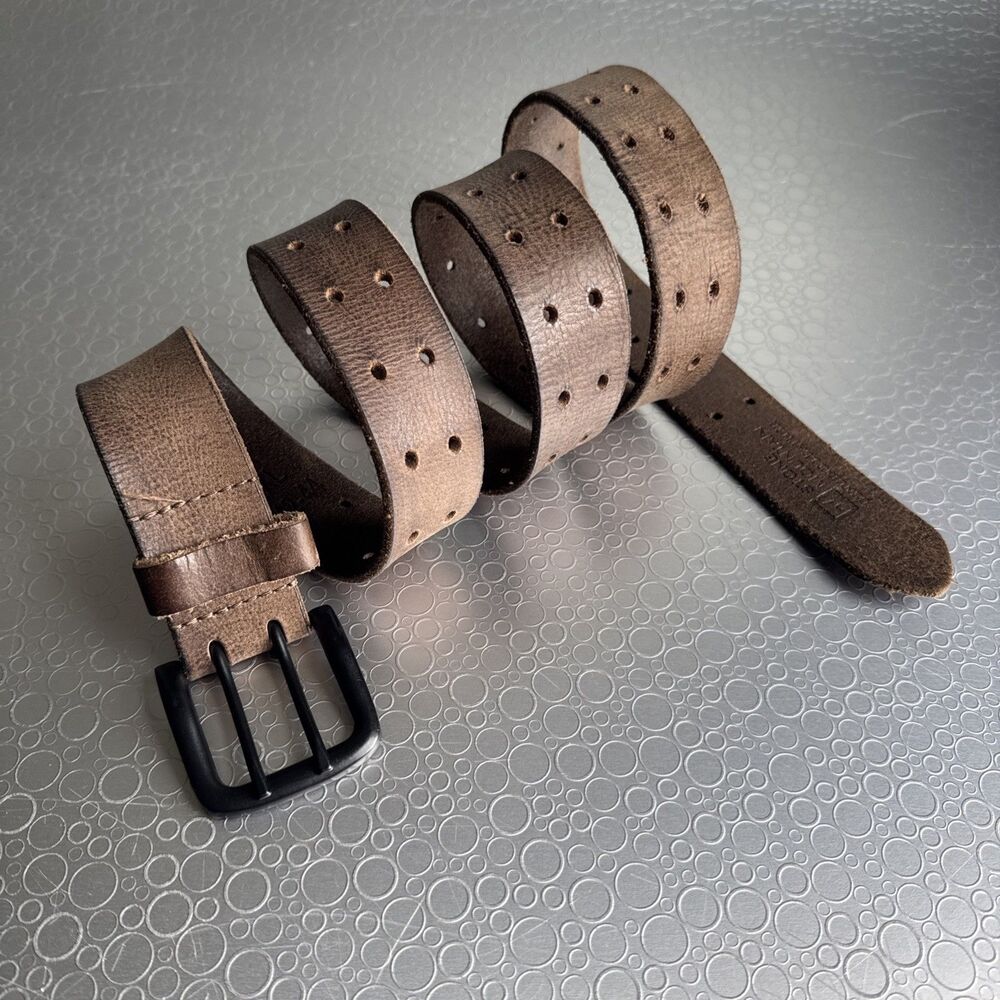Vtg Stone Mountain Mens Distressed Brown Leather Belt Double Prong - Sz XL 42 44